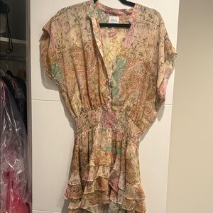 Misa Los Angeles Floral Mini Dress - Pink and Green